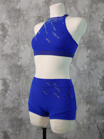 KENDALL TOP FOR IPSF/POSA COMPETITIONS - CORNFLOWER BLUE WITH FOIL AND CRYSTAL DECORATION