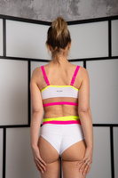 WHITE 3D MESH SHORTS WITH PINK YELLOW TRIM