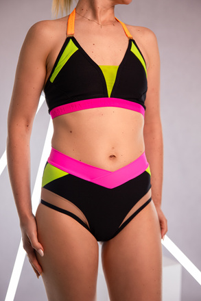 SET - HONEY TOP UND HONEY  SHORTS SCHWARZ MIT NEONGELBEM FINISH